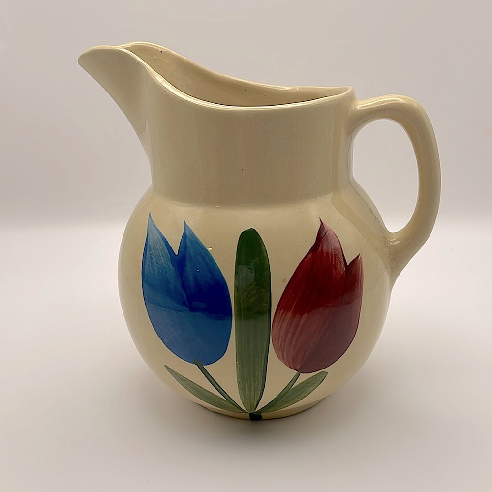 Watt Pottery, 1950’s Tulip Pattern Pitcher #16